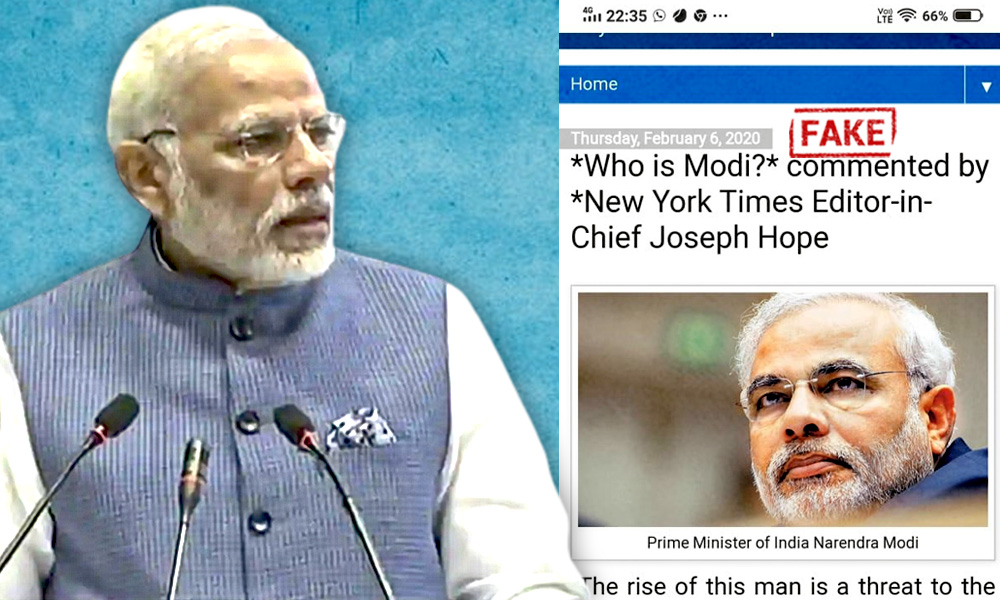 Fact Check: Viral Message Falsely Claims New York Times Editor-In-Chief Praised PM Modi & His Foreign Policy