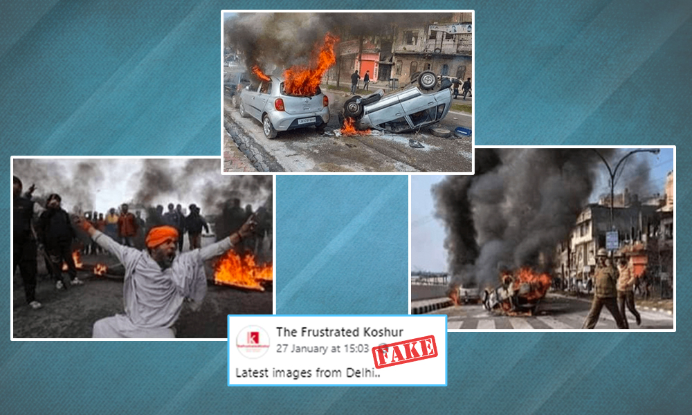 Fact Check: Collage Showing Burning Vehicles Falsely Shared With Context Of Republic Day Violence In Delhi
