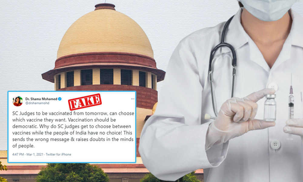 Fact Check: NDTV Deletes The Tweet Claiming SC Judges Allowed To Choose Between Two Vaccines