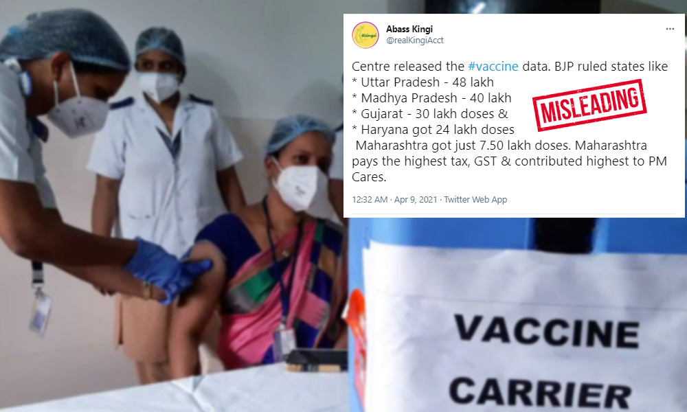 Selective Data Shared To Claim Central Govt Is Discriminating With Non-BJP Ruled States In Distribution Of Coronavirus Vaccines