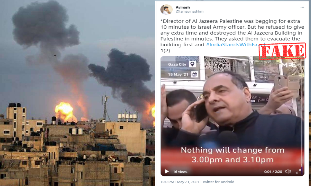 Video Viral Claiming Al Jazeera Director Pleaded Israel For Extra Time Before Al Jalaa Building Was Demolished