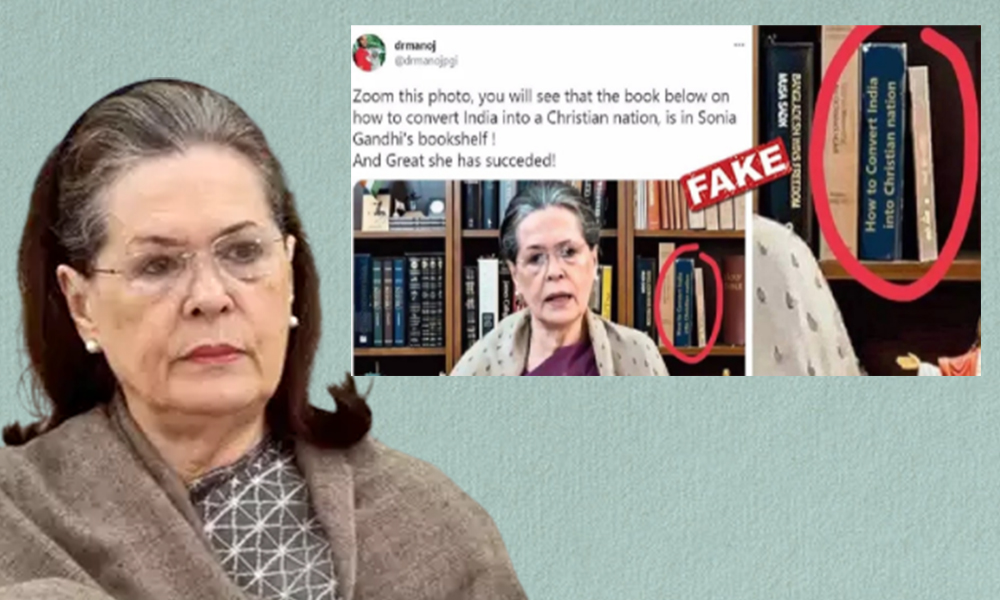 Morphed Photo Of Sonia Gandhi With Book On Christian Conversion Viral