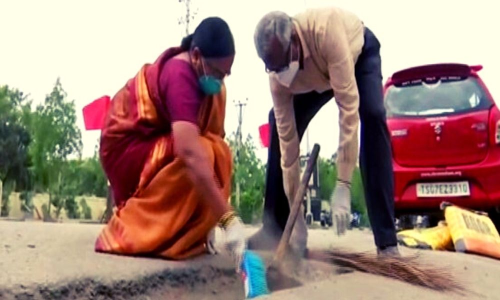 This Hyderabad Couple Has Been Fixing Potholes From Their Own Pocket Since Last 11 Years