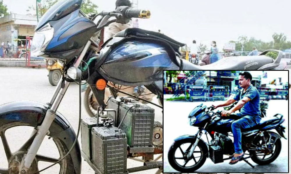 Necessity Is The Mother Of Innovation: Telangana Man Remodels Bike To Run On Electric Batteries