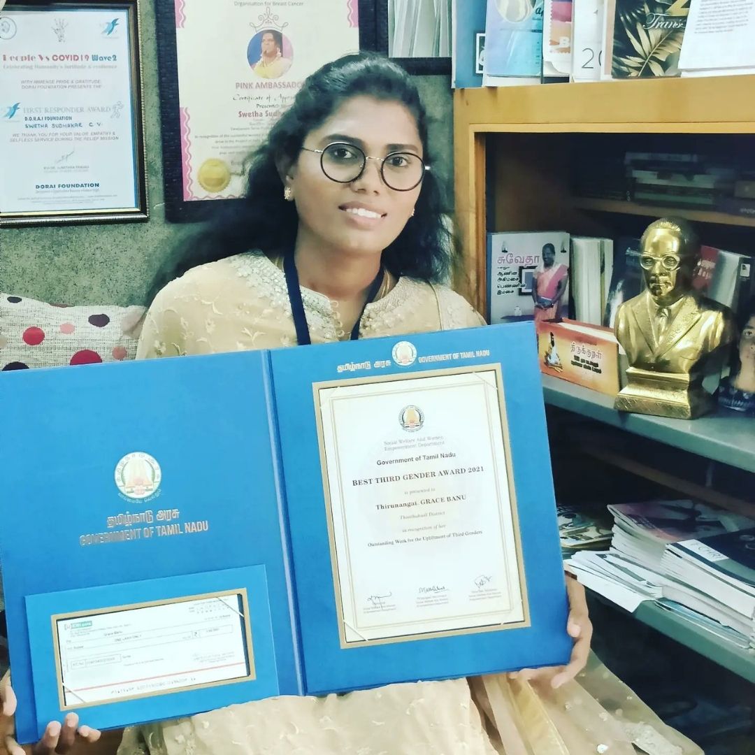 Grace Banu Bags Best Third Gender Award By Tamil Nadu Government