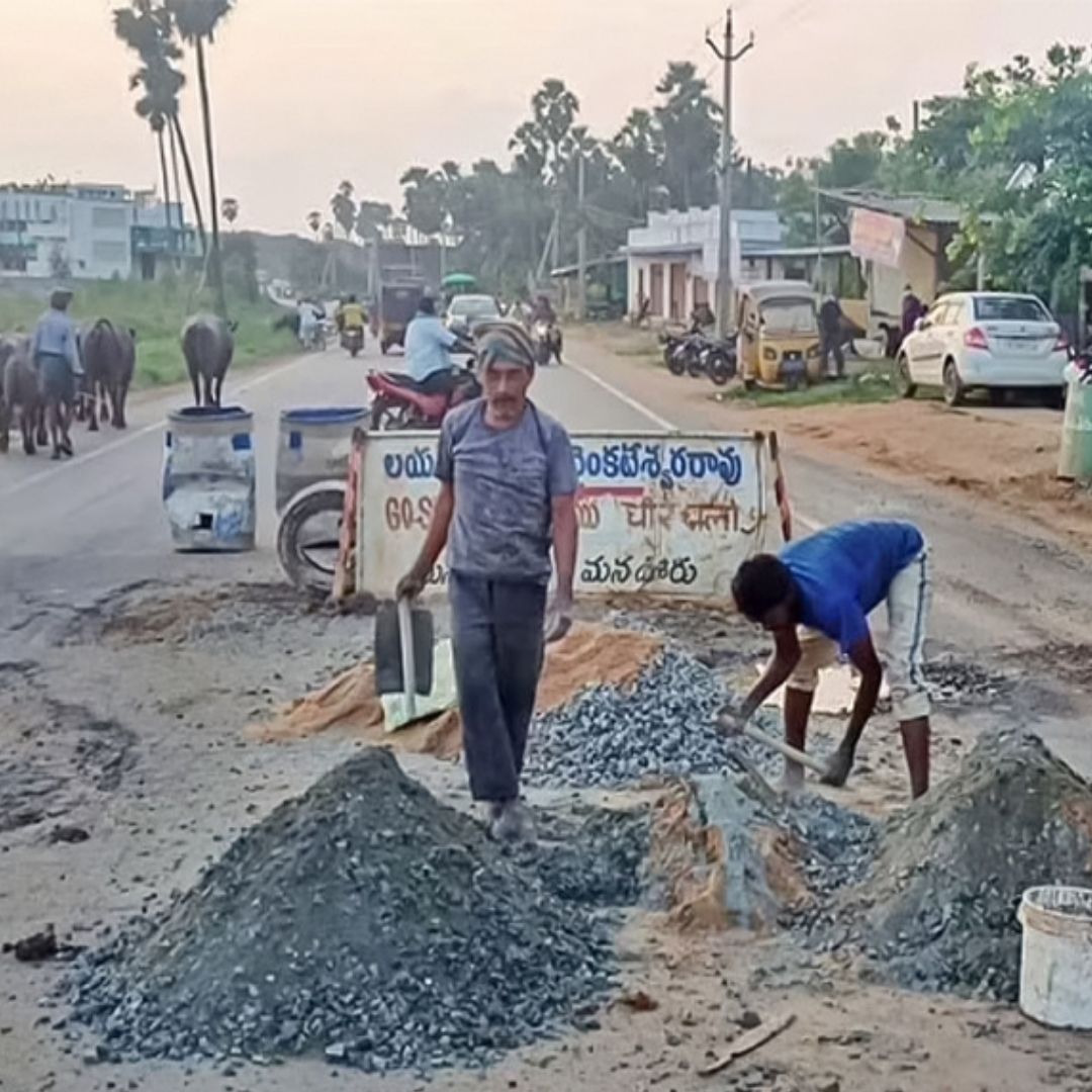 Andhra Pradesh Cops Pool Money To Fill Deadly Potholes, Re-lay Roads