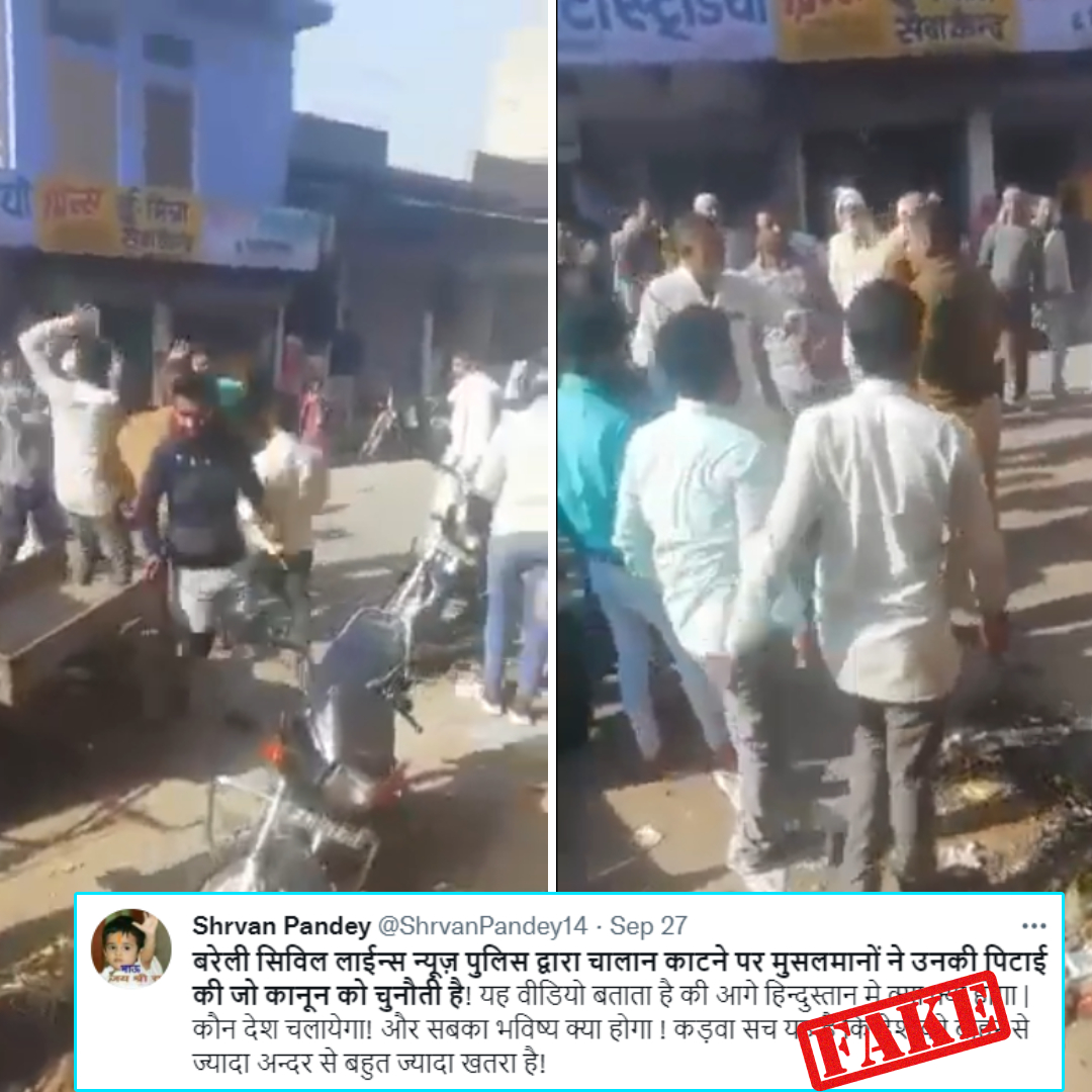 Muslims Beat Policeman To Death For Issuing Challan? No, Visuals Viral With False Communal Claim