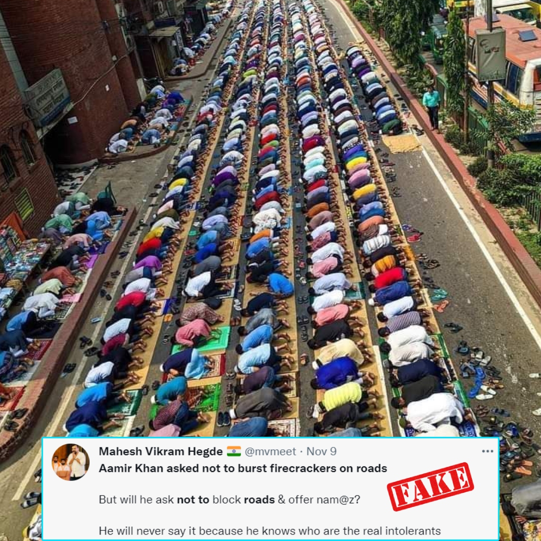 Photo From Bangladesh Shared As Indian Muslims Blocking Roads to Offer Prayer