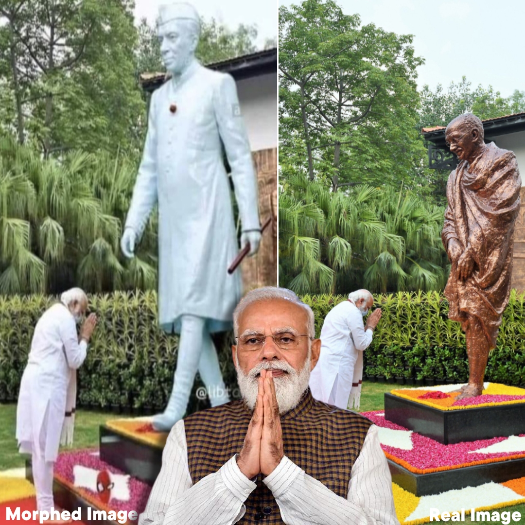 Modi Bowed Down Before A Statue Of Nehru? No, Shared Photo Is Edited!