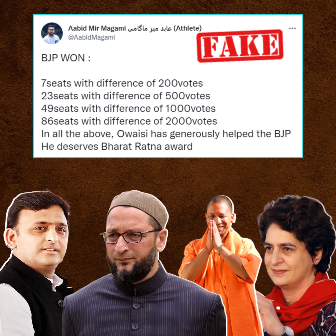AIMIM Cuts Into SP Votes Helping BJP Win 165 Seats In UP Elections? No, Wrong Data Viral