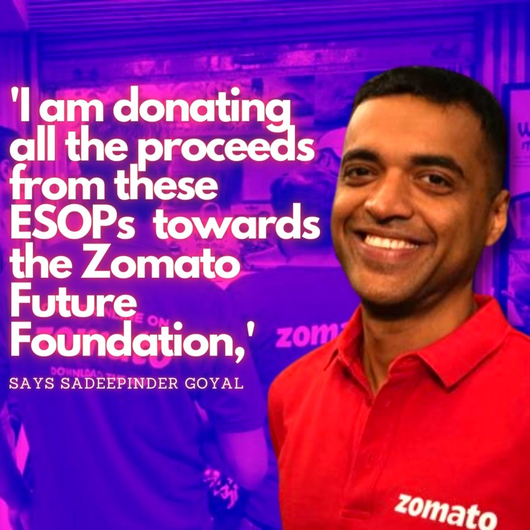 Zomato CEO Deepinder Goyal To Donate Around Rs 700 Crores For Education Of Delivery Partners Kids