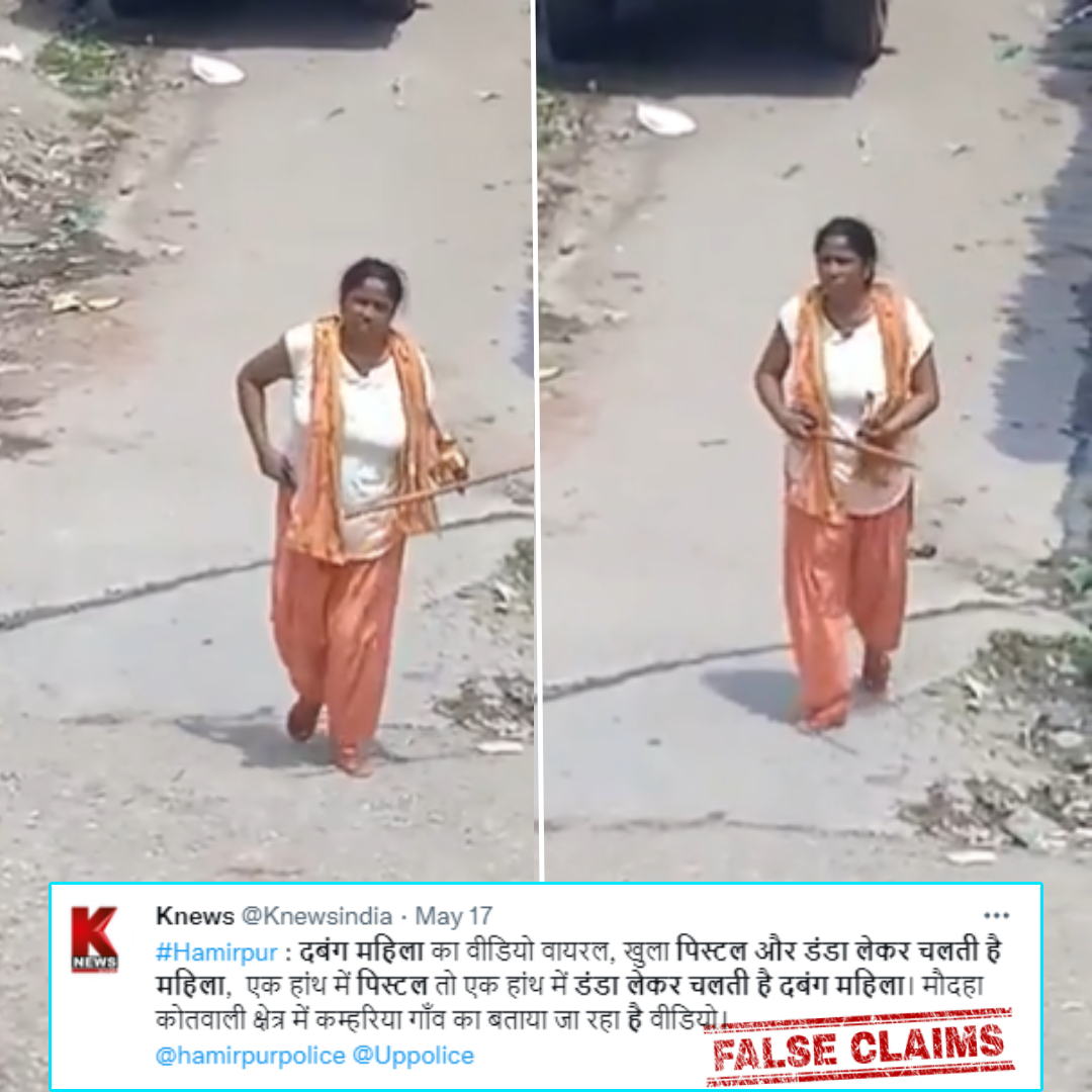 Video Shared With False Claim Of Woman Walking With Pistol In Hand To Threaten Villagers