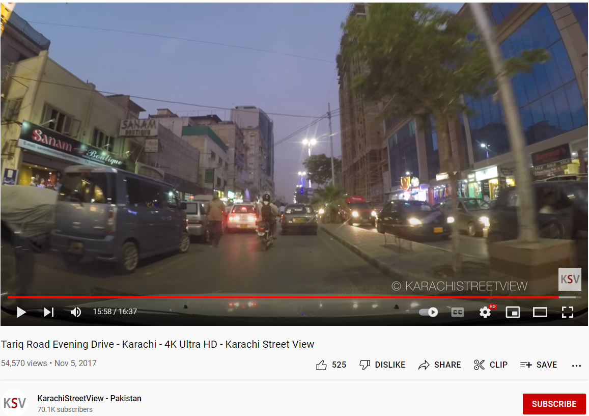 Credit: YouTube (Sanam Boutique and the building in the backdrop as noticed in the video uploaded by KarachiStreetView-Pakistan)