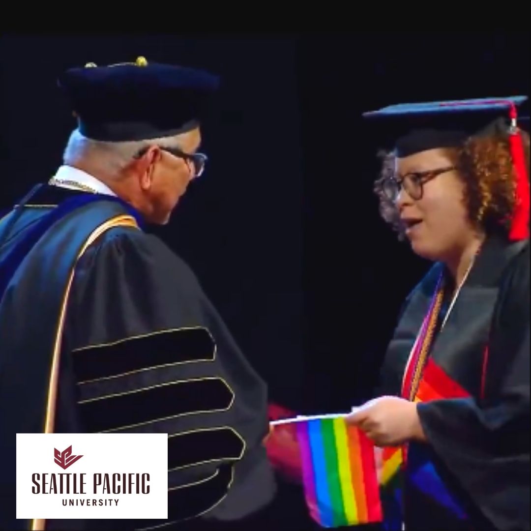 Seattle Pacific University Graduates Hand Pride Flags To Their