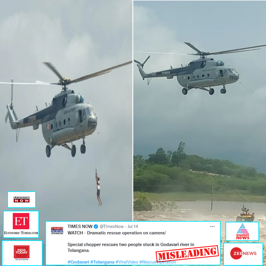 Media Outlets Circulate Helicopter Rescue Video From 2021 As Recent Incident From Telangana Floods