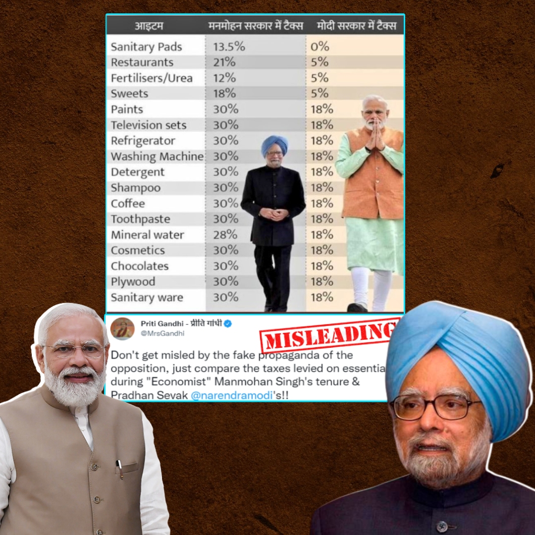 Viral Graphic Comparing Taxes Under Congress Govt And Modi Govt Is Misleading