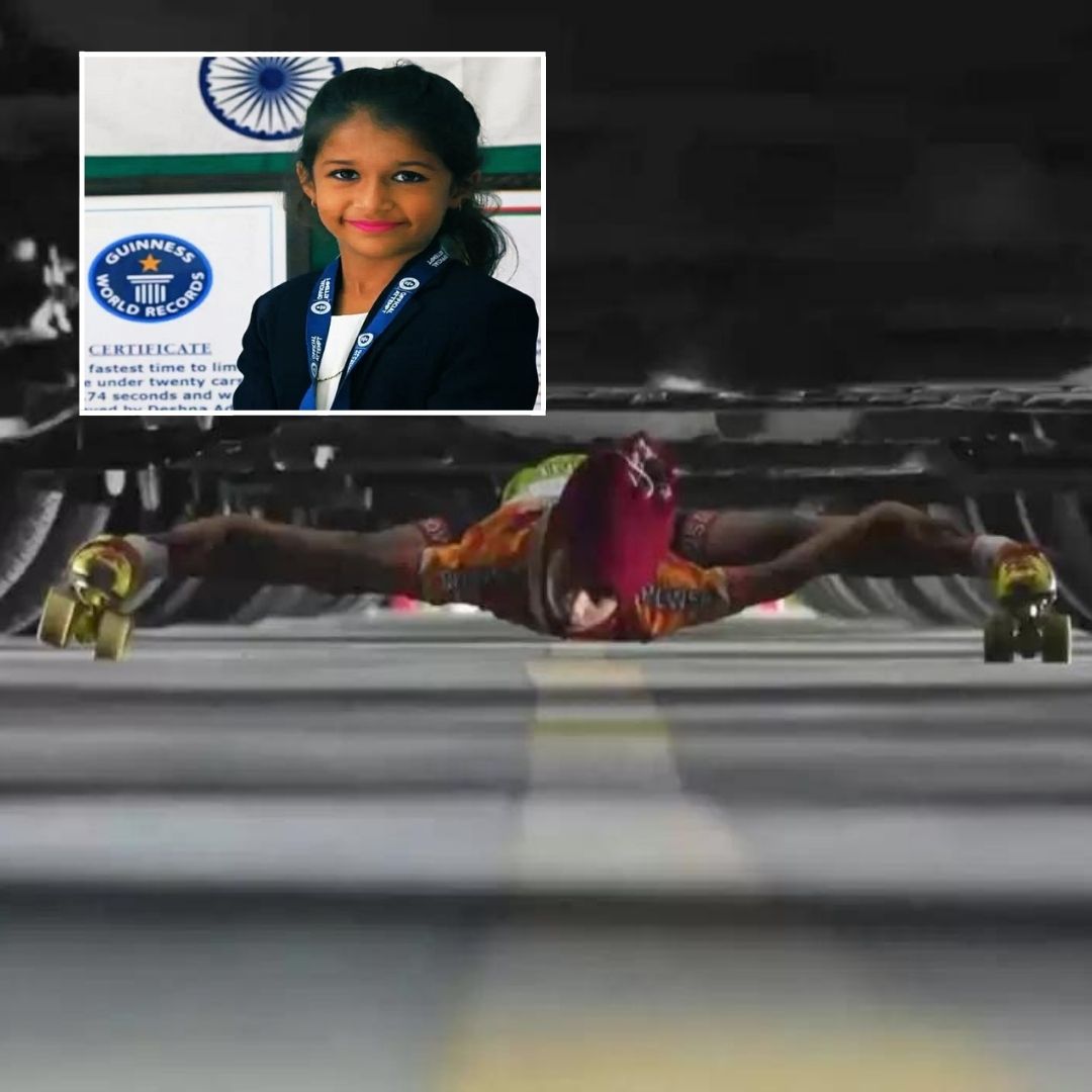 7-Yr-Od Pune Girl Sets World Record For Fastest Limbo Skating Under 20 Cars In 13.74 Seconds