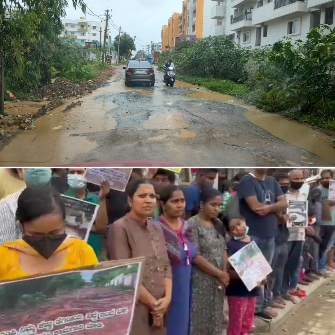 Bengaluru: Belathur Residents Protest Against BBMP Over Poor Road Conditions After Rainfall