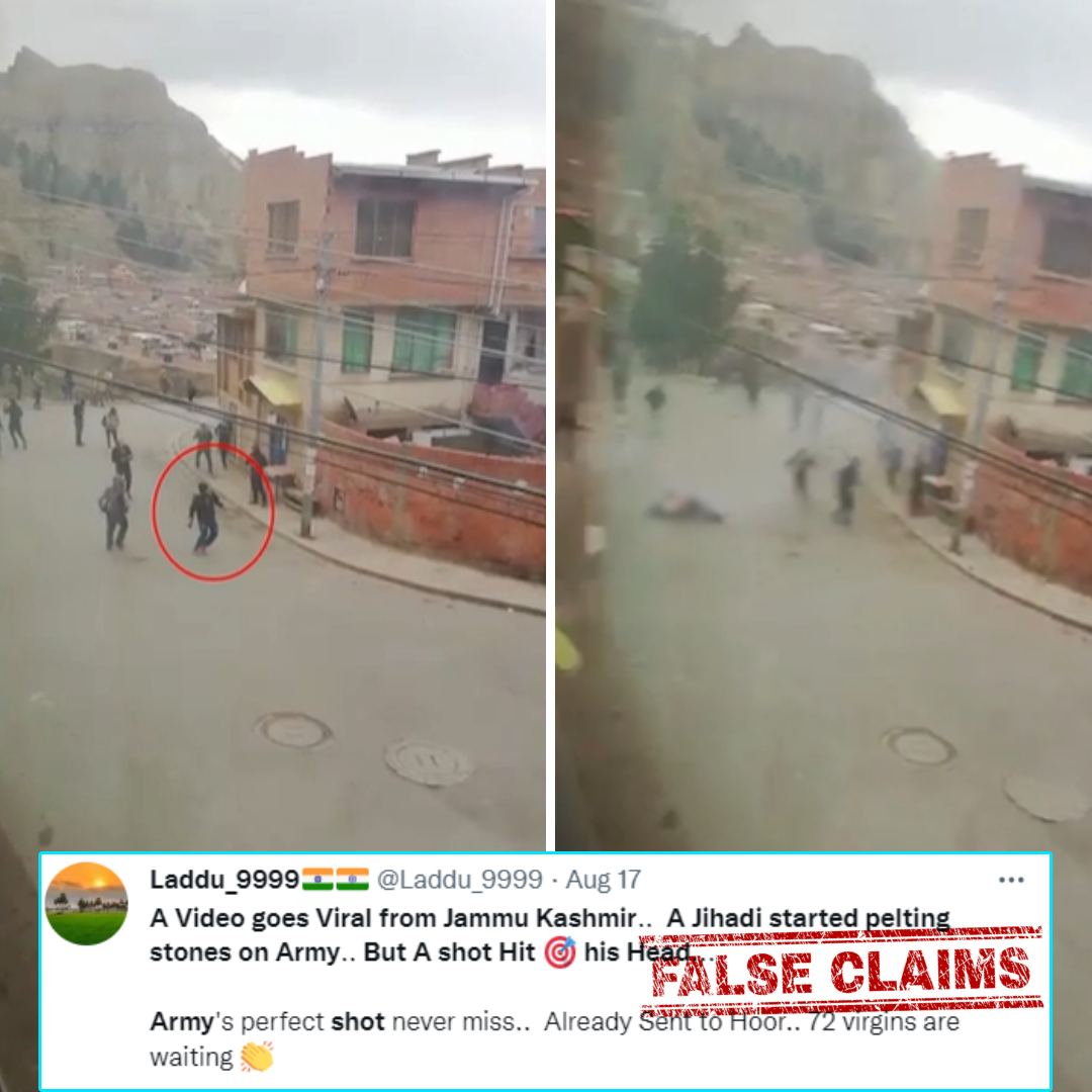 This Viral Video Shows Indian Soldier Shooting Back At Stone Pelter In Kashmir? No, Viral Claim Is False!