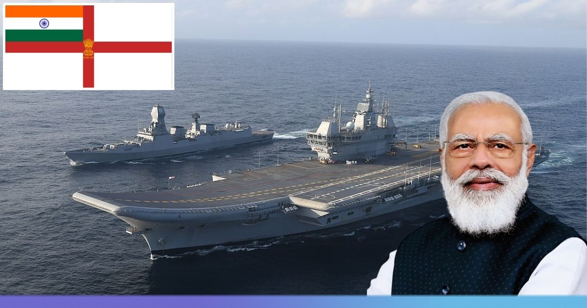 Indian Navy New Flag  PM Modi Unveils New Ensign Of Indian Navy