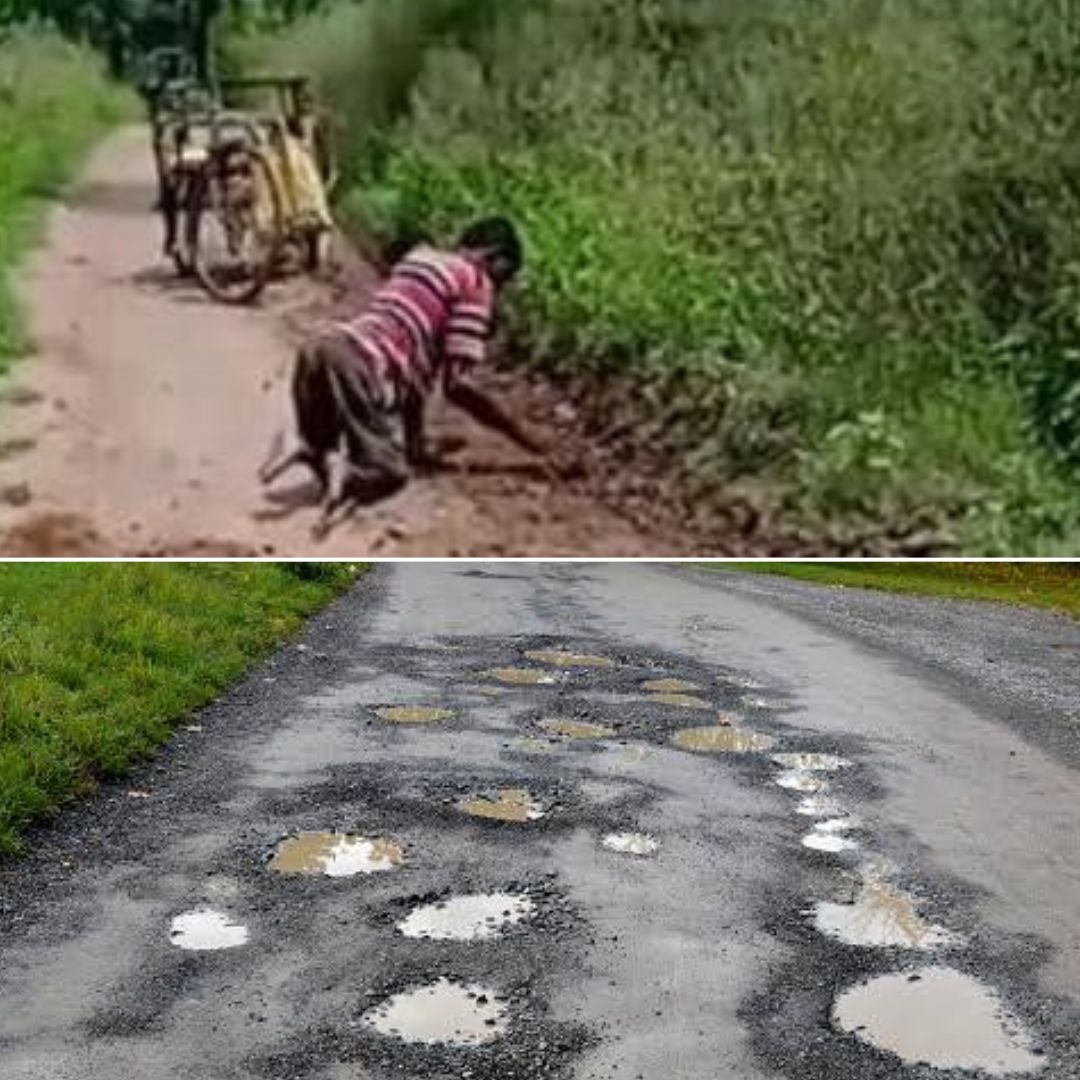 This Video Of Polio-Affected Man Fixing Potholes Forced Authorities To Pay Attention To Odishas Road Conditions