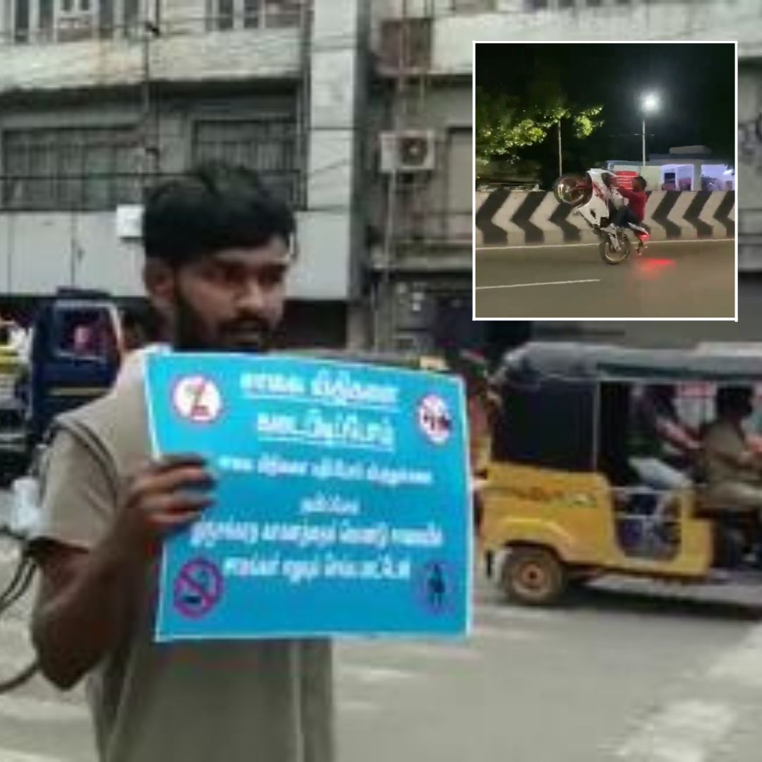 Chennai: Following HC Orders, 22-Year-Old Who Received Bail For Rash Riding, Distributes Pamphlets On Safe Driving