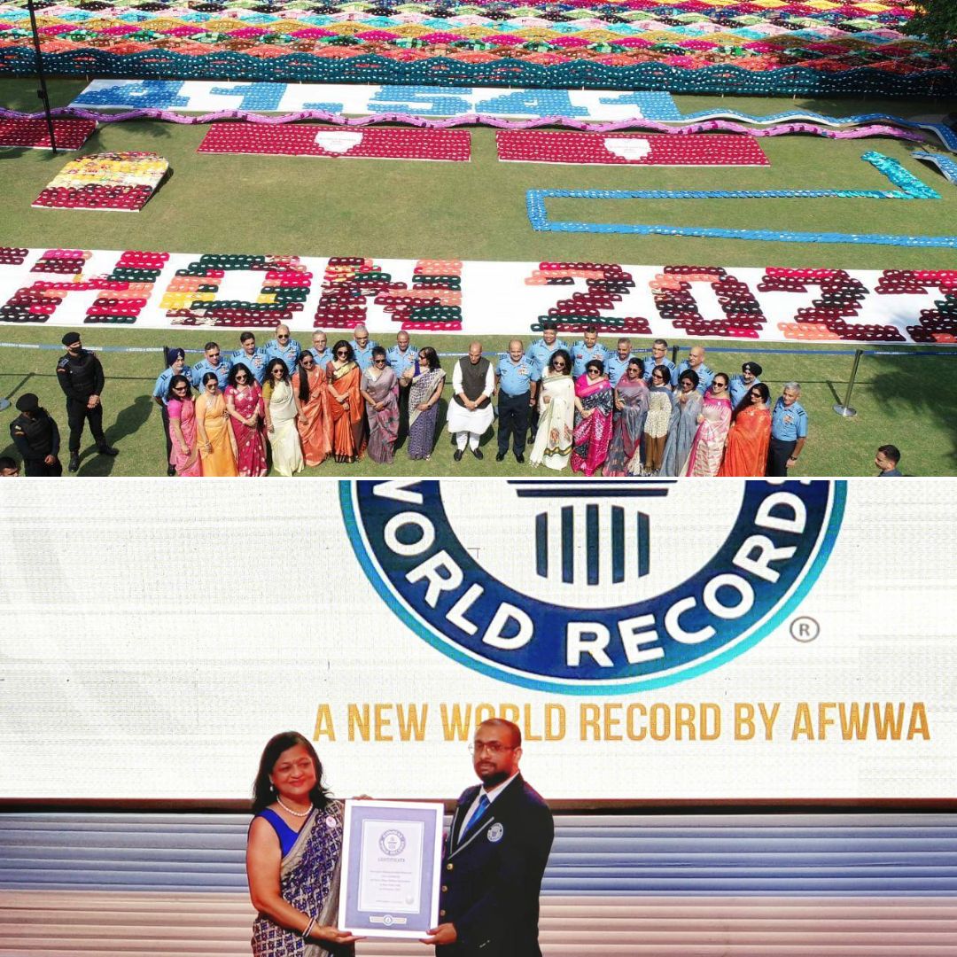 Air Force Wives Welfare Association Sets Guinness World Record By Knitting Woollen Caps For Needy