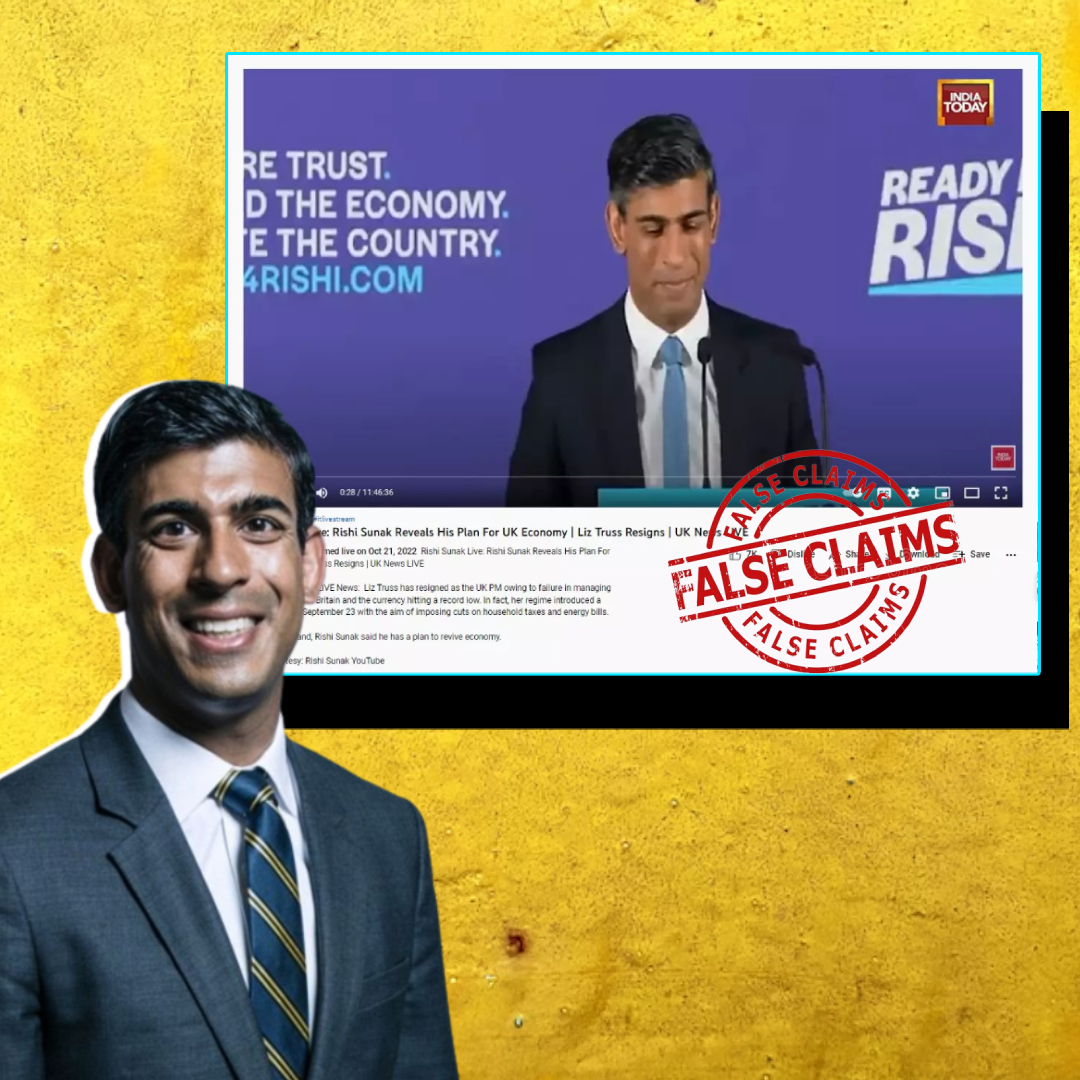 India Today Streamed Live Old Video Of British MP Rishi Sunak As His Recent Speech On Reviving UK Economy