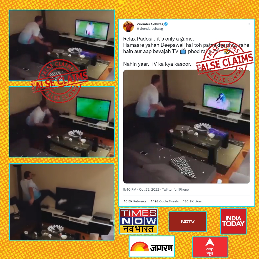 Virendra Sehwag And Media Outlets Shared Edited Video Of Man Breaking His TV Linking It To India Vs Pakistan World Cup Match