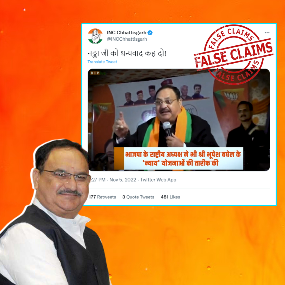 Congress Handles Shared Clipped Video Of BJP President JP Nadda With False Claim