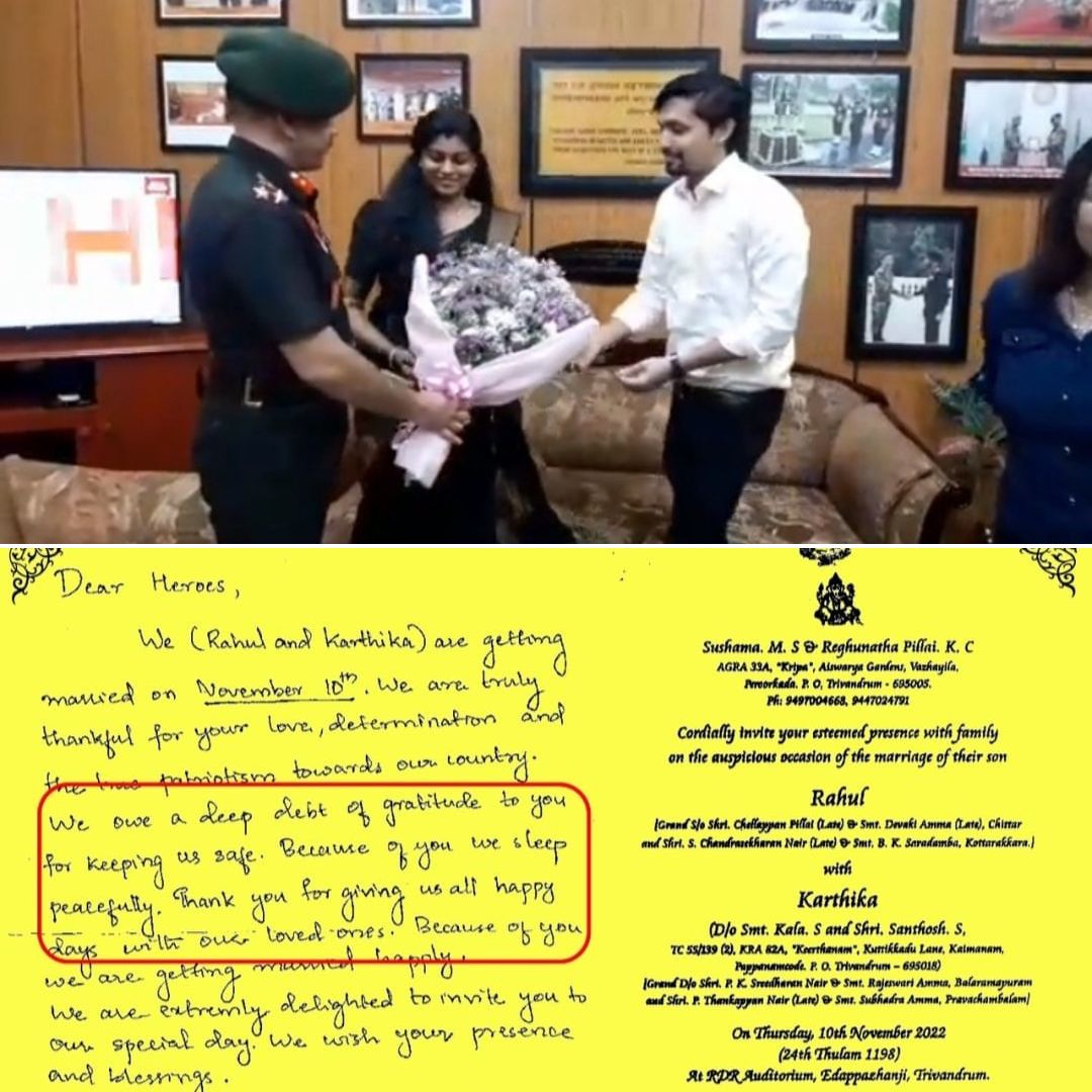 Military Station Felicitates Kerala Couple Behind Viral Wedding Invitation Penned To The Indian Army