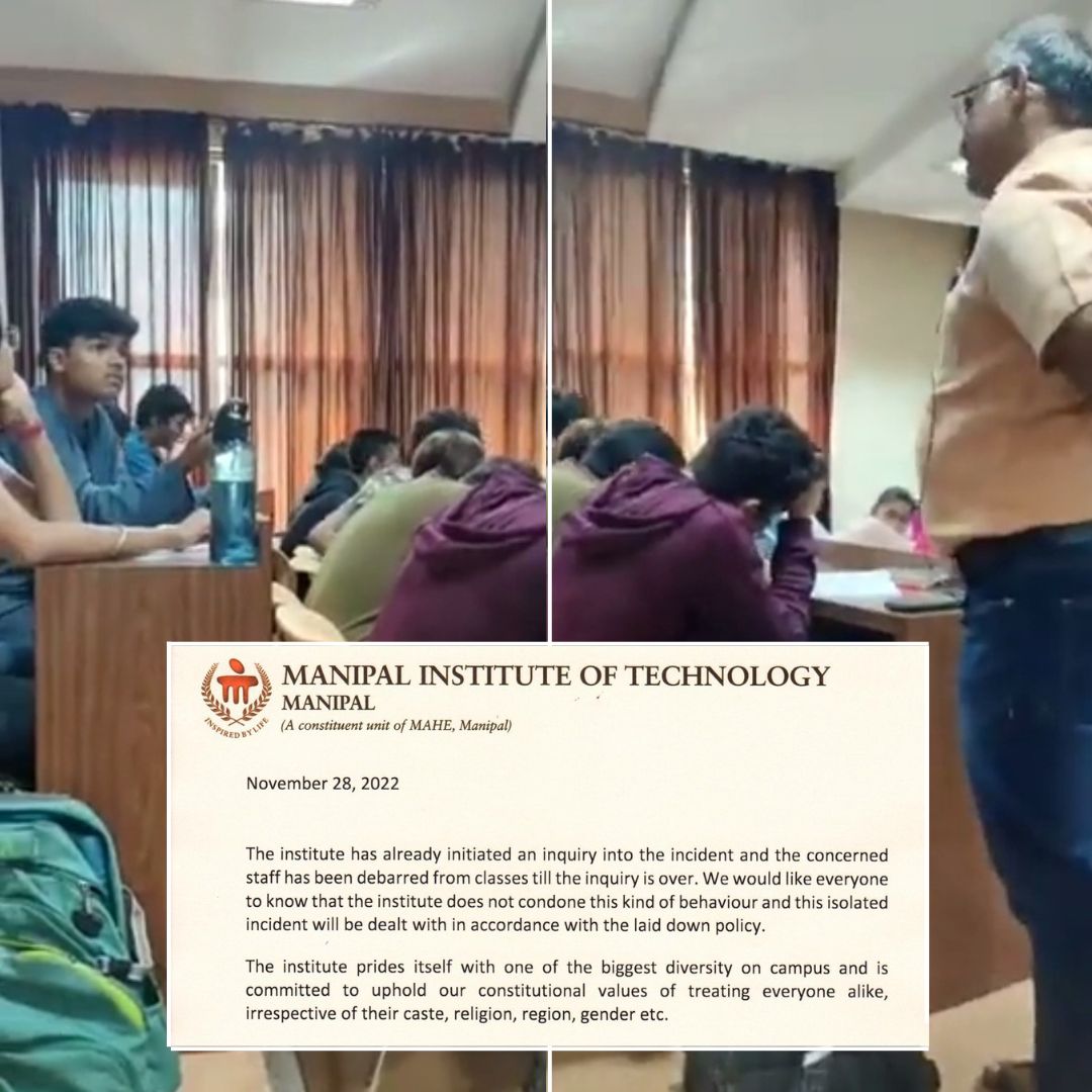 No Place For Bigotry: After Viral Video, Manipal Institute Debars Professor Who Made Offensive Remarks Against Student