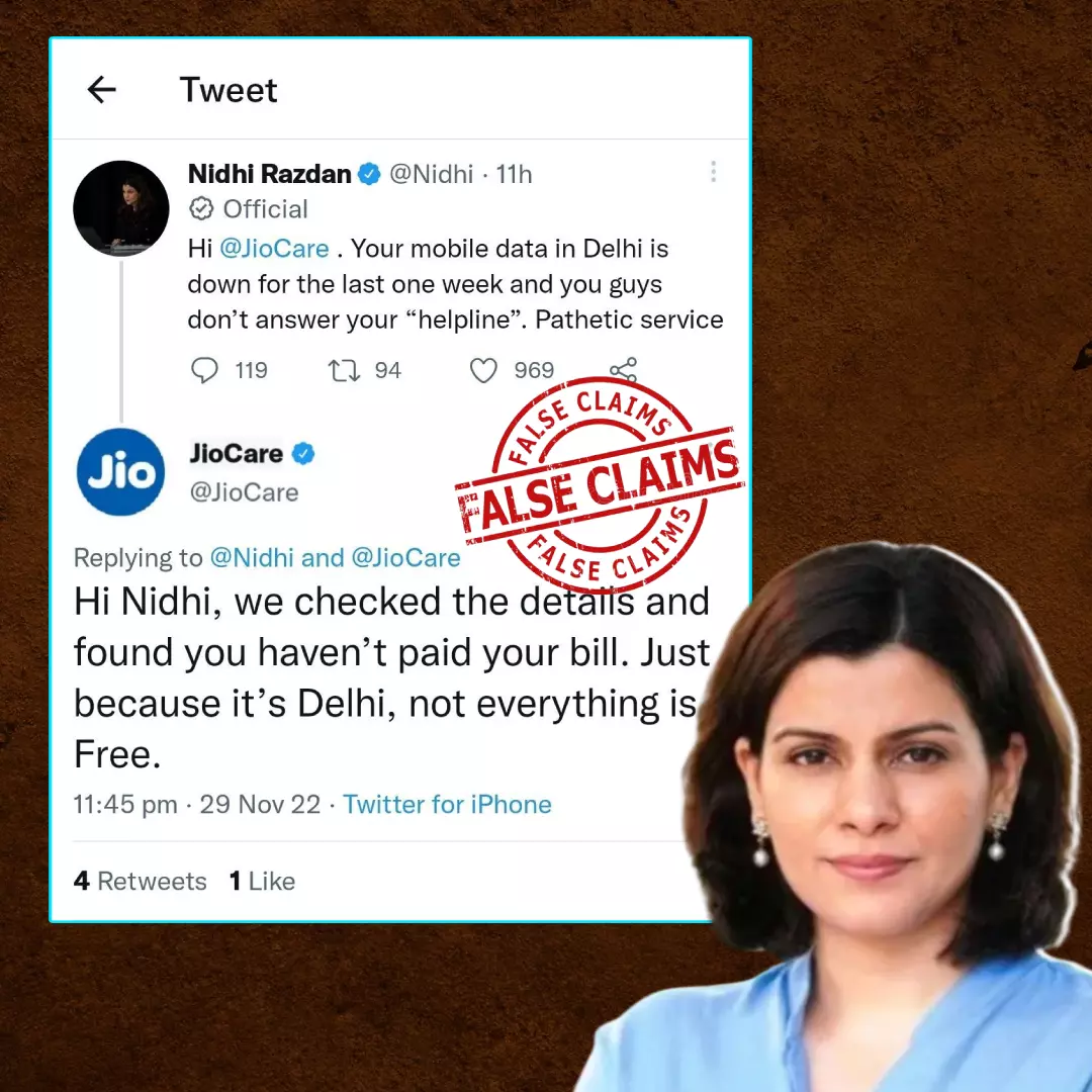 Was Nidhi Razdan Schooled By Jiocare Over Her Unpaid Bills? No, Viral Image Is Morphed