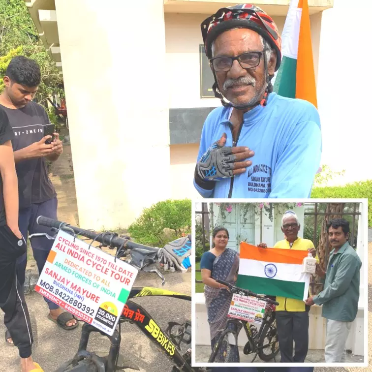 Pedalling Across 20 States, 67-Year-Old Cyclist Reaches Vijayawada As Part Of The Mumbai To Mumbai Cycle Expedition