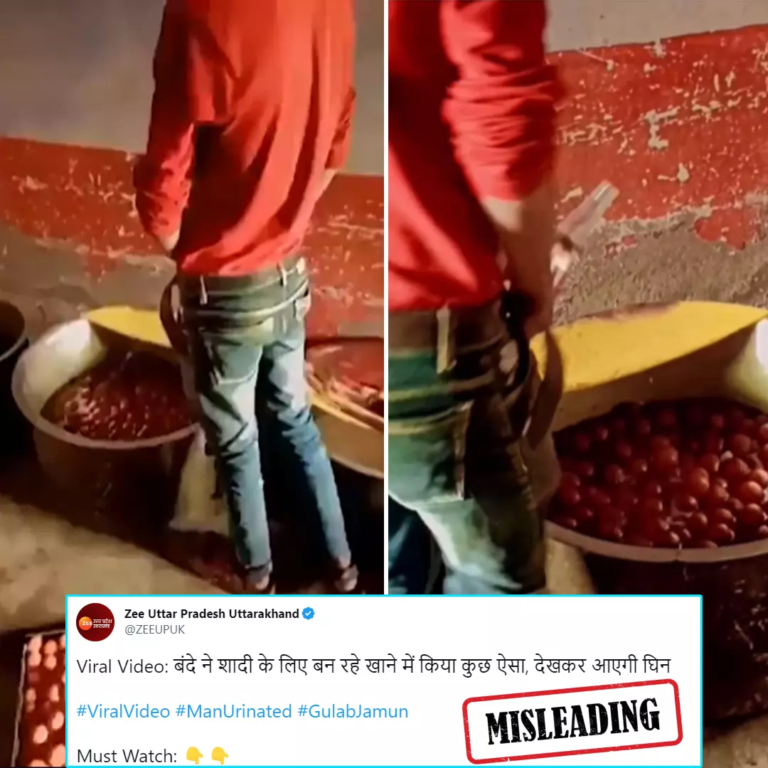 No, This Video Circulated By Zee News Does Not Show Muslim Man Urinating On Gulab Jamun; Viral Video Is A Prank