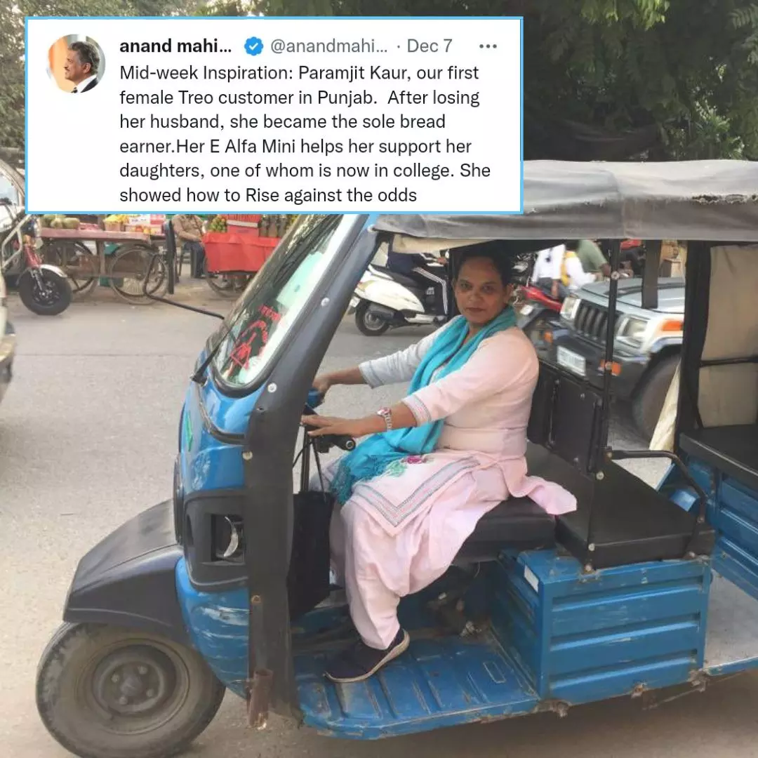 Rising Against Odds: Anand Mahindra Praises Punjab Woman Driving Auto To Support Her Family