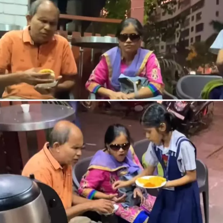 Viral Video Shows School-Going Daughter Taking Care Of Visually-Impaired Parents, Leaves Netizens Emotional