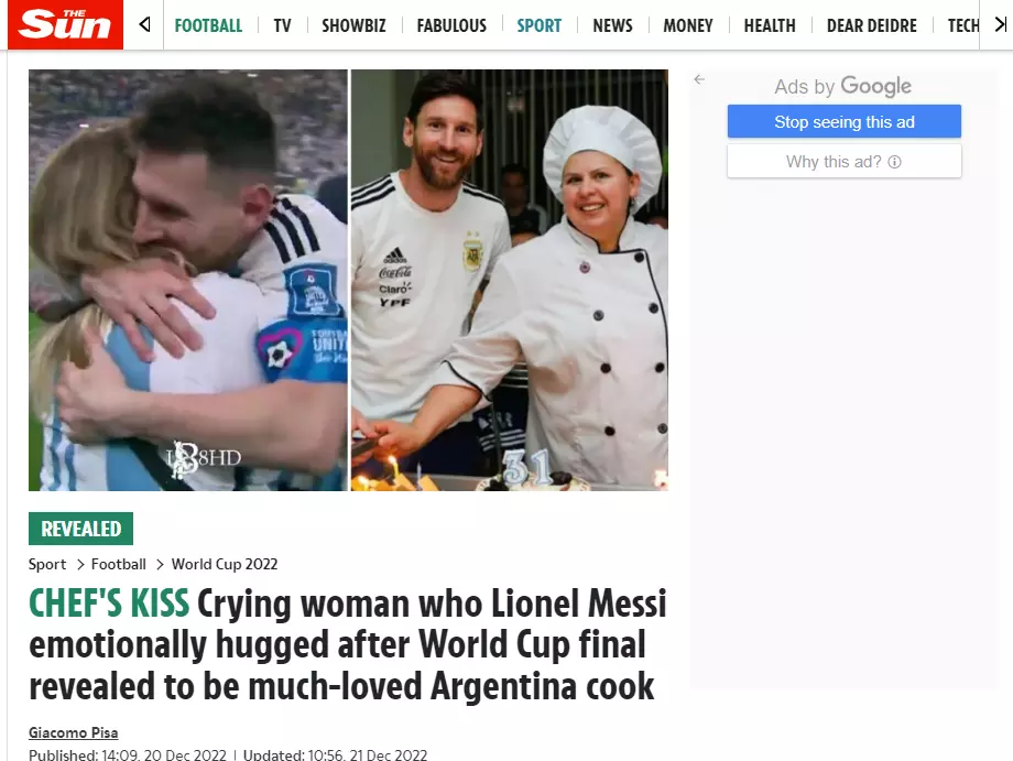 Lionel Messi's Mom Celia Maria Cheers in Argentina Jersey at World Cup –  Footwear News