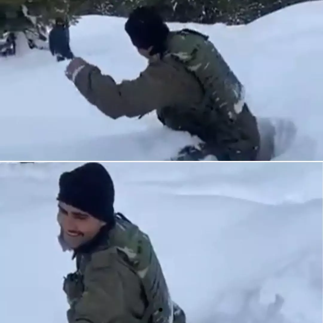 Facing Obstacles With Smile! Indian Army Soldier Walks In Knee-Deep Snow, Netizens Salute Superhero