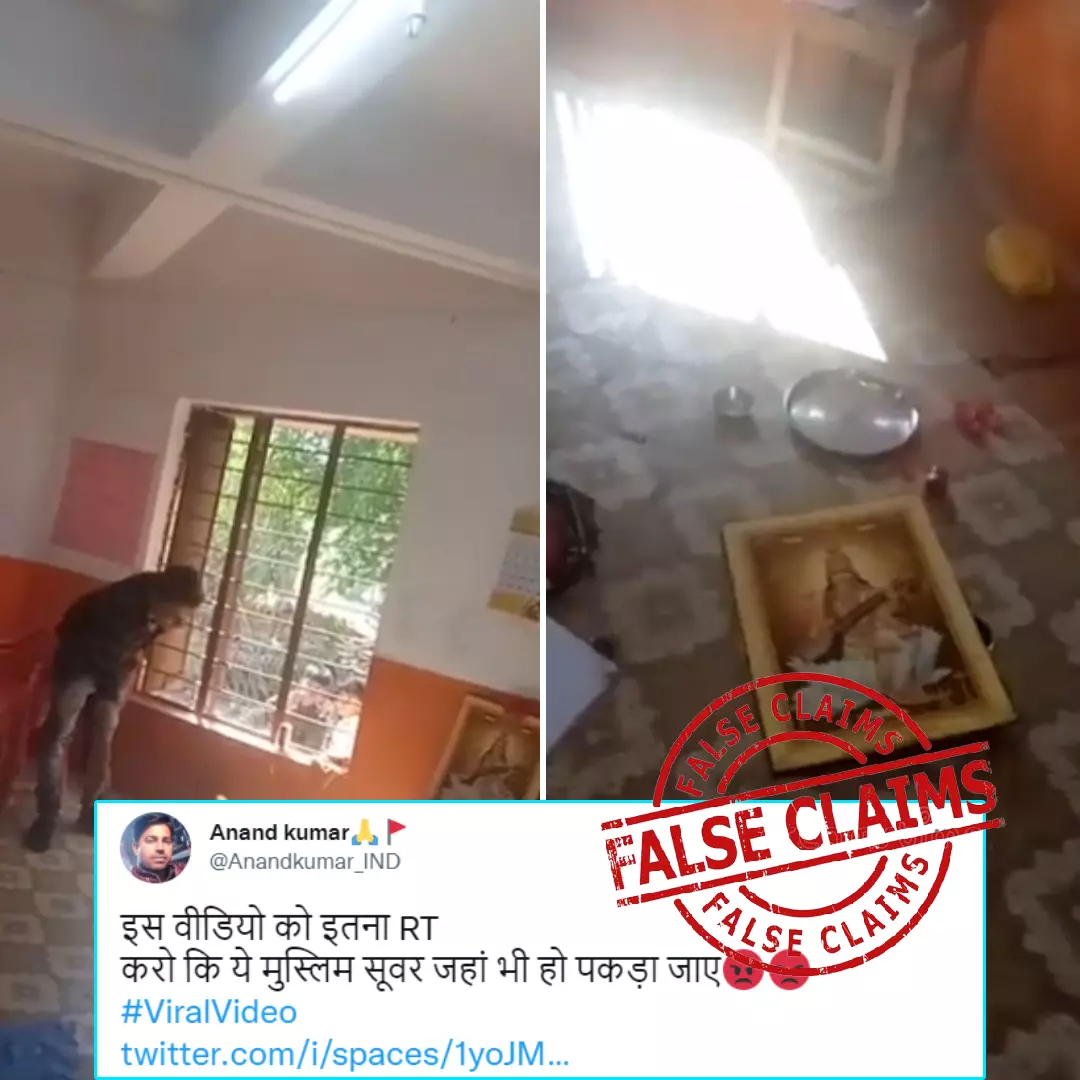 Video Of Hindu Man Vadalising Hindu Goddess Photo Viral With Anti-Muslim Spin