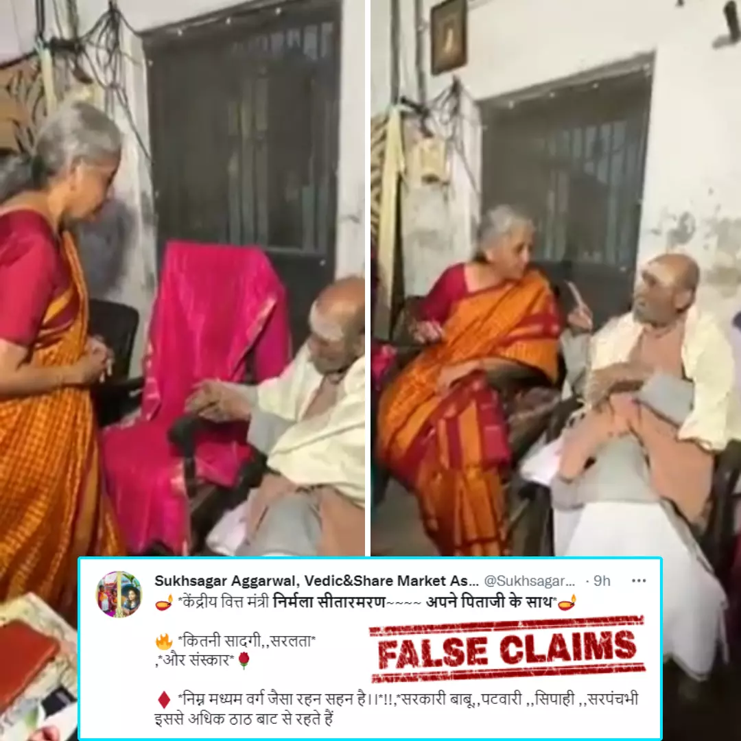 This Viral Video Shows Finance Minister Nirmala Sitharaman Meeting Her Father? No, Viral Claim Is False