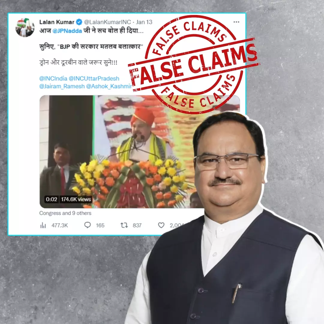 Did JP Nadda Say BJP Government Means Rape? No, Congress Leaders Shared Clipped Video