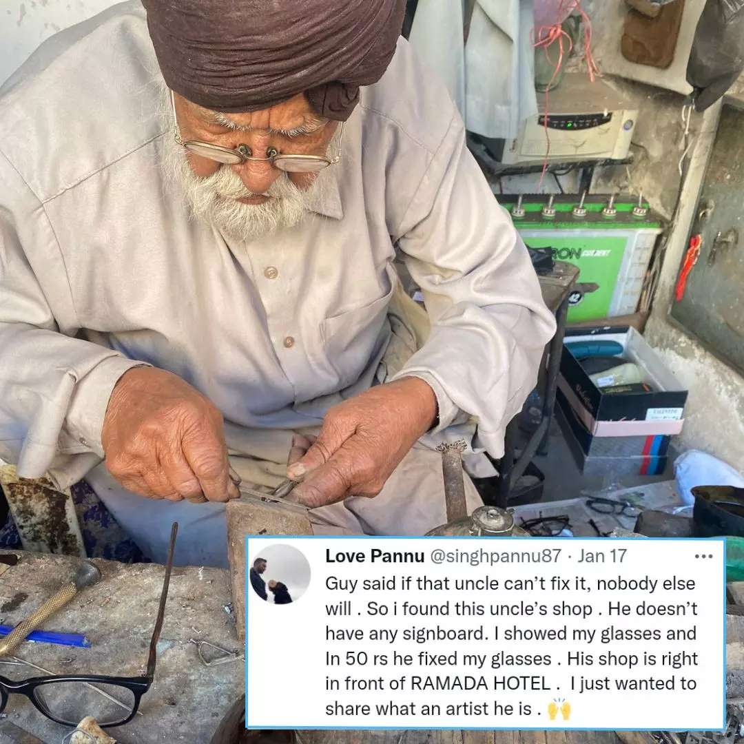 Meet Mohan Singh, Octogenarian Who Repairs Eyeglasses With Simple Tools & A Legacy Of Over 20 Years