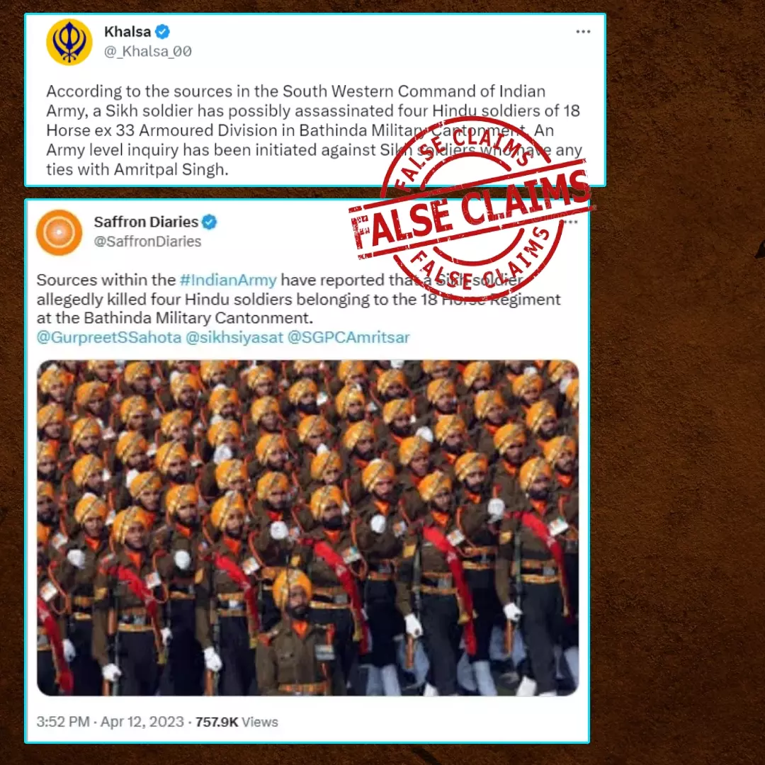 Are The Four Soldiers killed In The Bathinda Firing From ‘18 Horse Regiment’? No, Viral Claim Is False