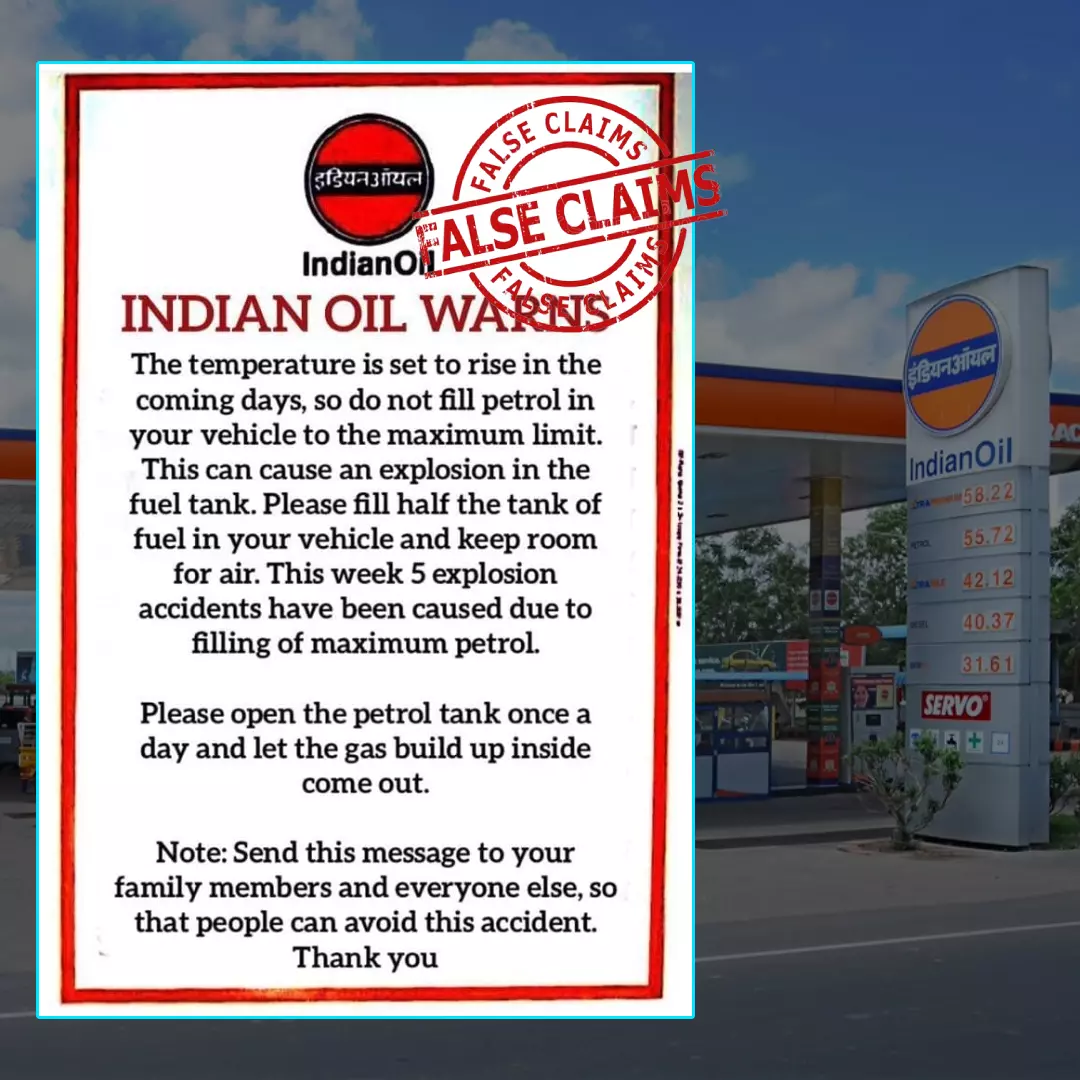 No, Indian Oil Did Not Issue Any Warning Of Fuel Tank Exploding In Summer; Viral Claim Is Fake!
