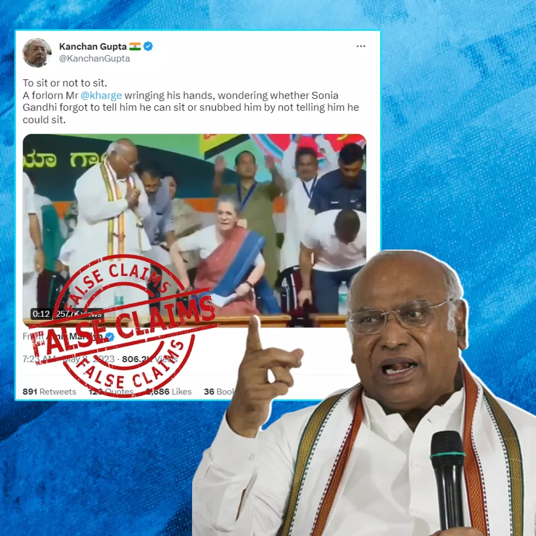 Edited Video Viral To Show Mallikarjun Kharge Waiting For Sonia Gandhis Approval To Sit During Election Rally