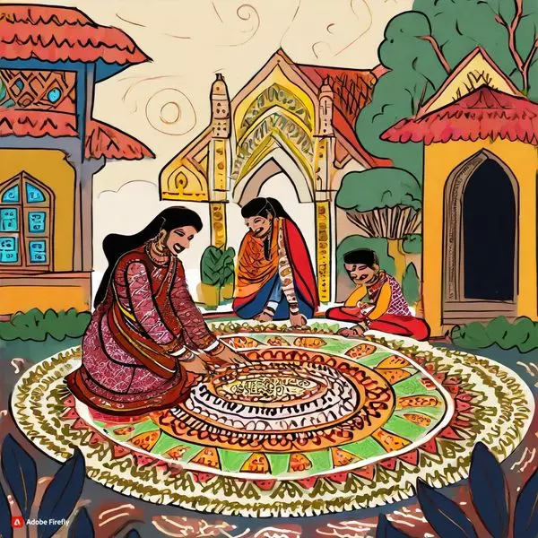 Dawns Delight: The Enchanting Tradition Of Kolam Art In Southern India