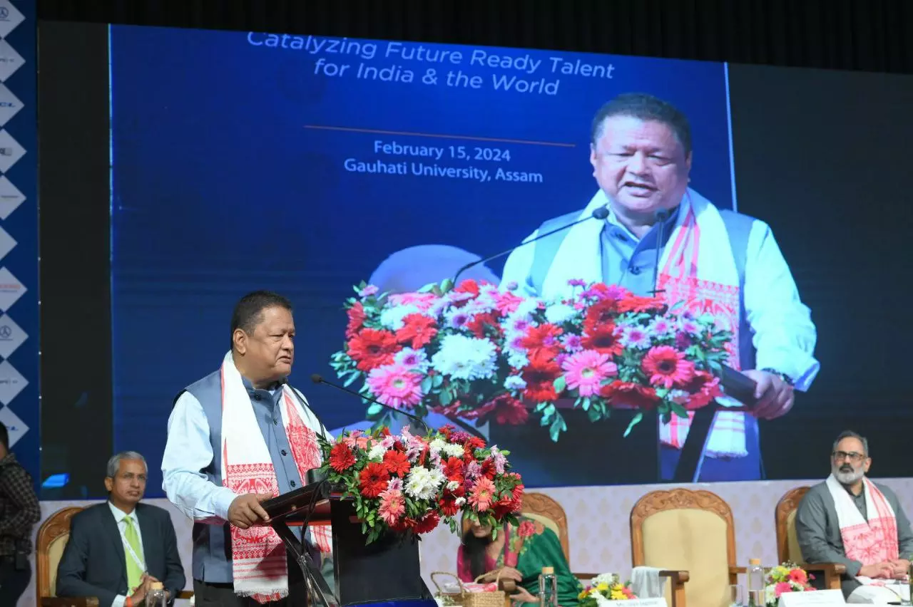 Ranoj Pegu, Minister of Education, Govt of Assam while talking at the summit