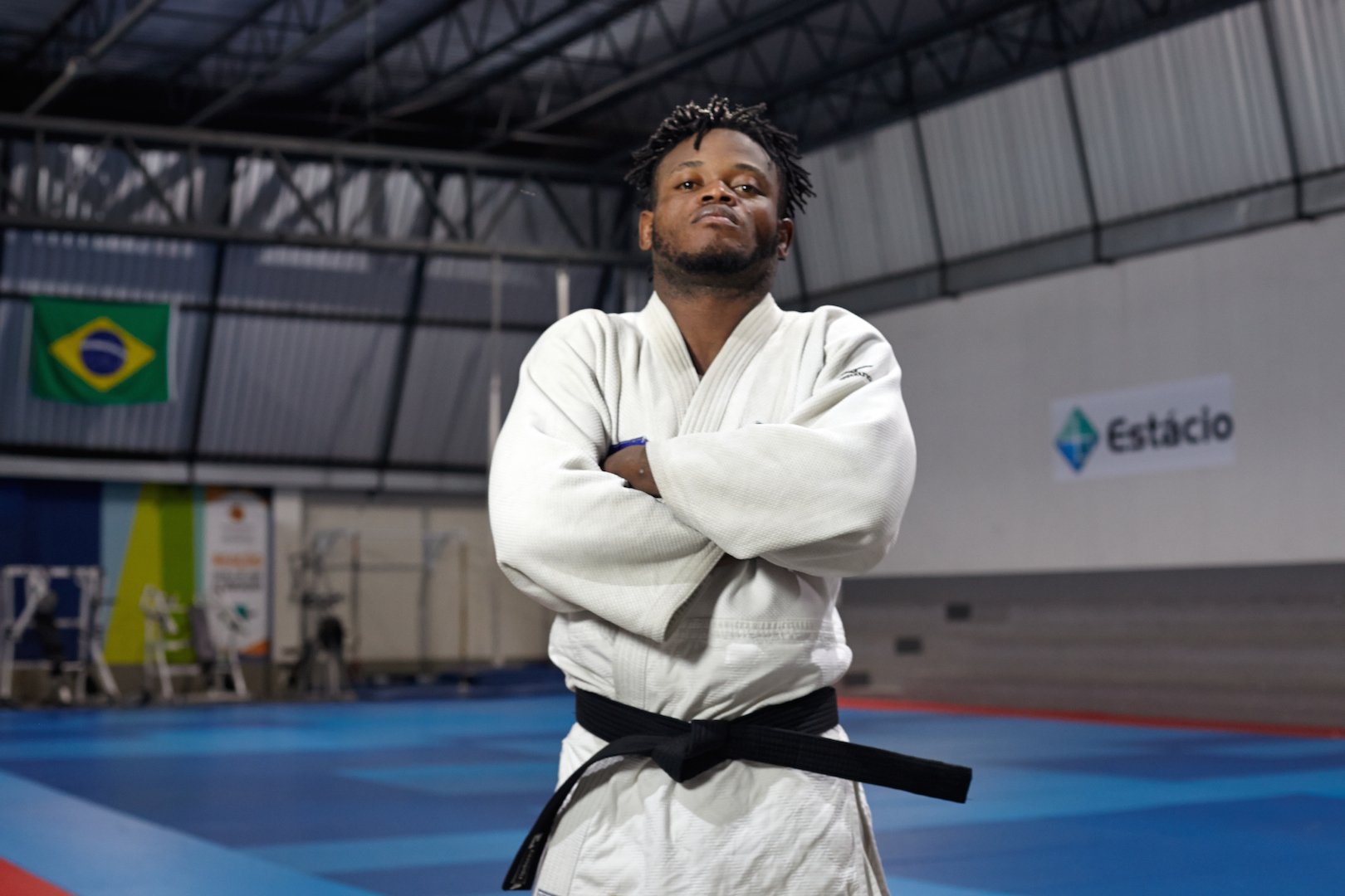 Judo athlete Popole Misenga after training in Rio de Janeiro. Misenga, a refugee from DR Congo living in Brazil, is trying to qualify for the Olympic Games Rio 2016 for a newly created Olympic Team of Refugees. The Refugee Olympic Team (ROT) will compete under the Olympic flag and have the Olympic anthem as its national anthem.