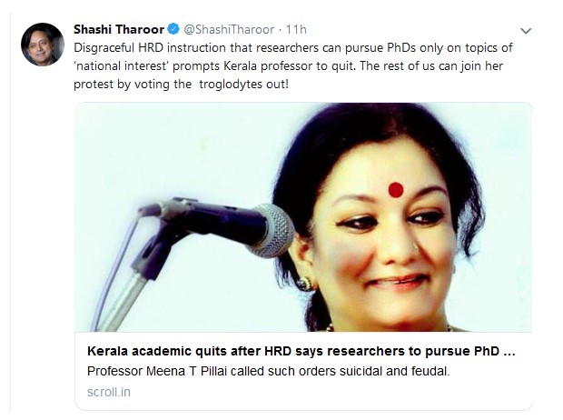 Kerala: Professor Quits After HRD Asks PhDs Only To Be On Topics ...